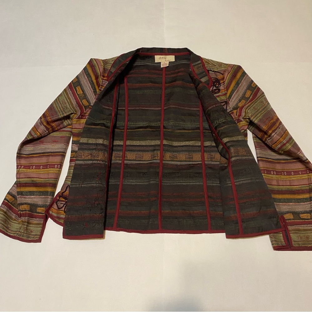Vintage Anni By Natural Multi Colored Open Front Jacket - Picture 5 of 8